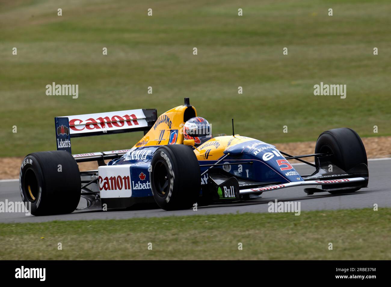 Silverstone, UK. 09th July, 2023. Jenson Button (GBR) Sky Sports F1 Presenter/Williams Racing Senior Advisor drives the 1992 Williams FW14B. Formula 1 World Championship, Rd 11, British Grand Prix, Sunday 9th July 2023. Silverstone, England. Credit: James Moy/Alamy Live News Credit: James Moy/Alamy Live News Stock Photo