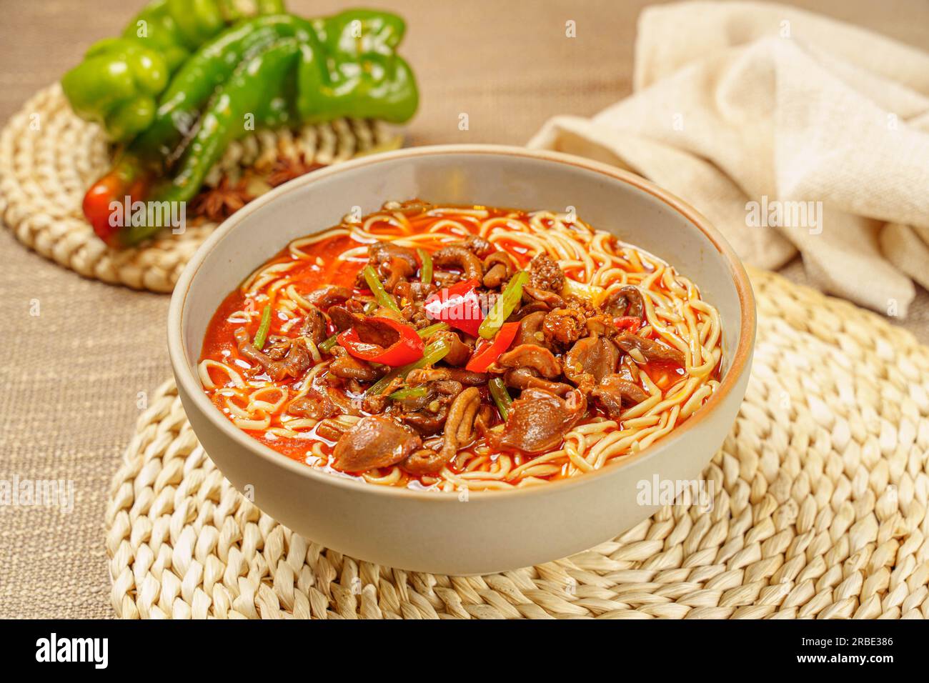 Rice Noodles with Chicken Giblets Asian food style Stock Photo Alamy