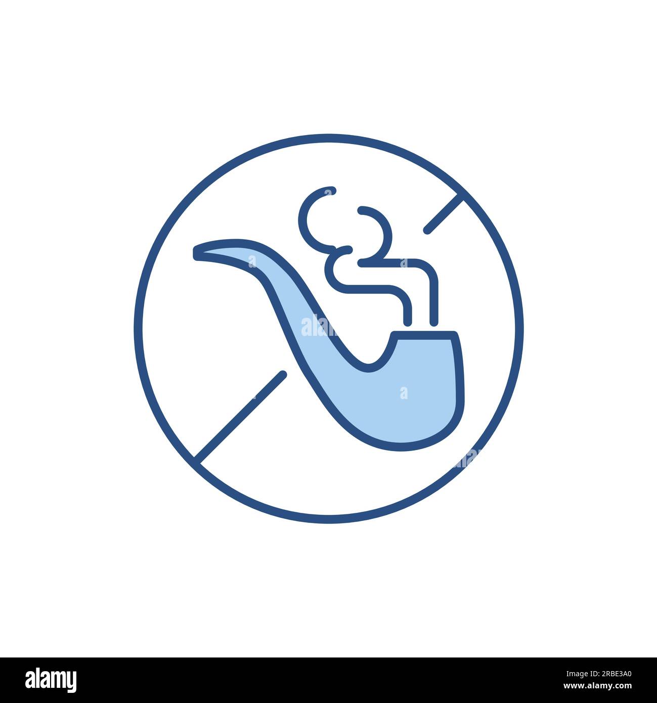No Smoking related vector line icon. Prohibition sign, pipe, smoke