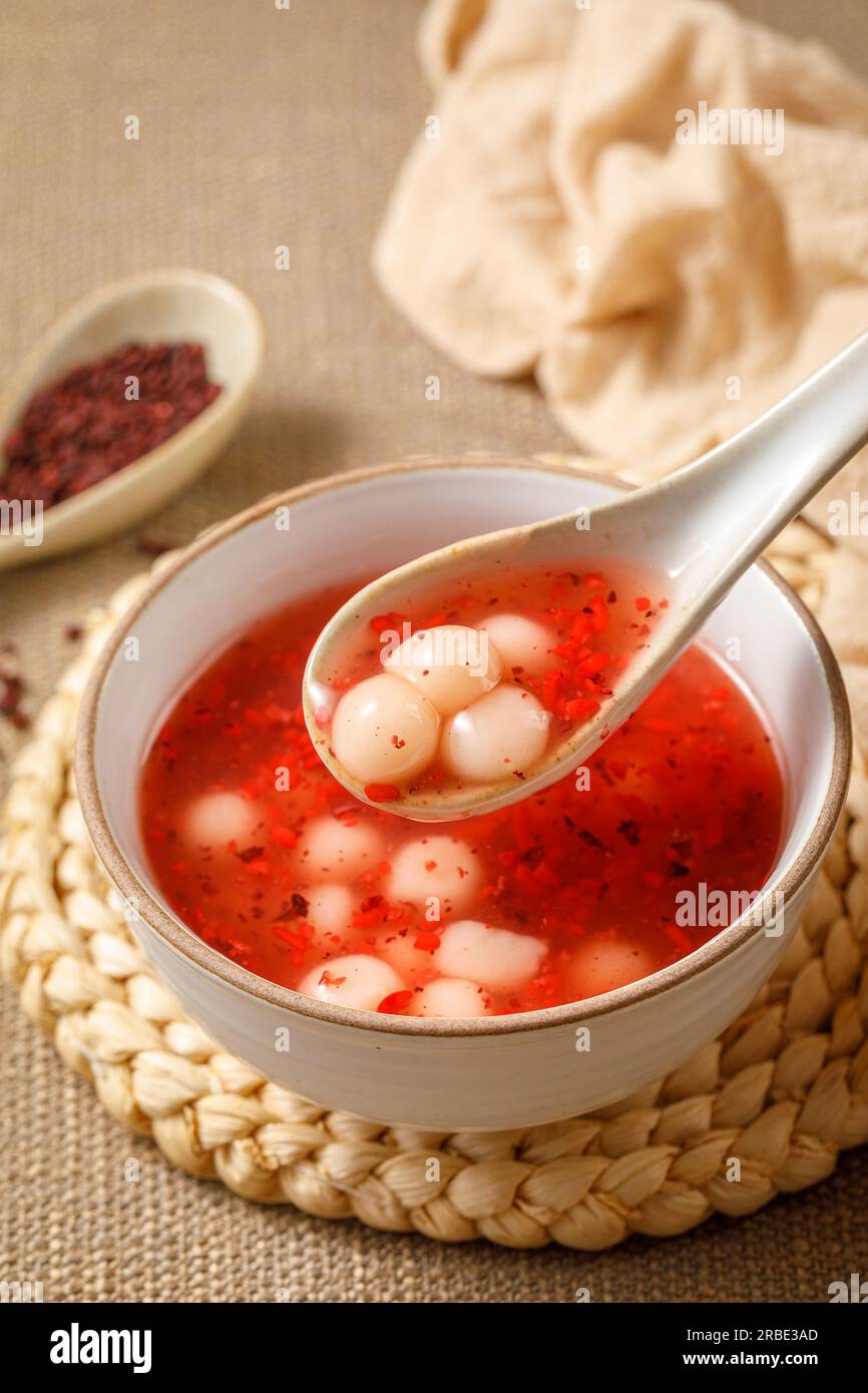 Glutinous rice balls in sweet rice wine，tang yuan ,chinese new year，happy event Stock Photo