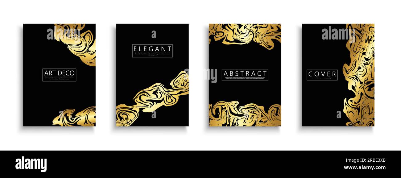 Set of black luxury posters, cards, brochures, flyers, backgrounds ...