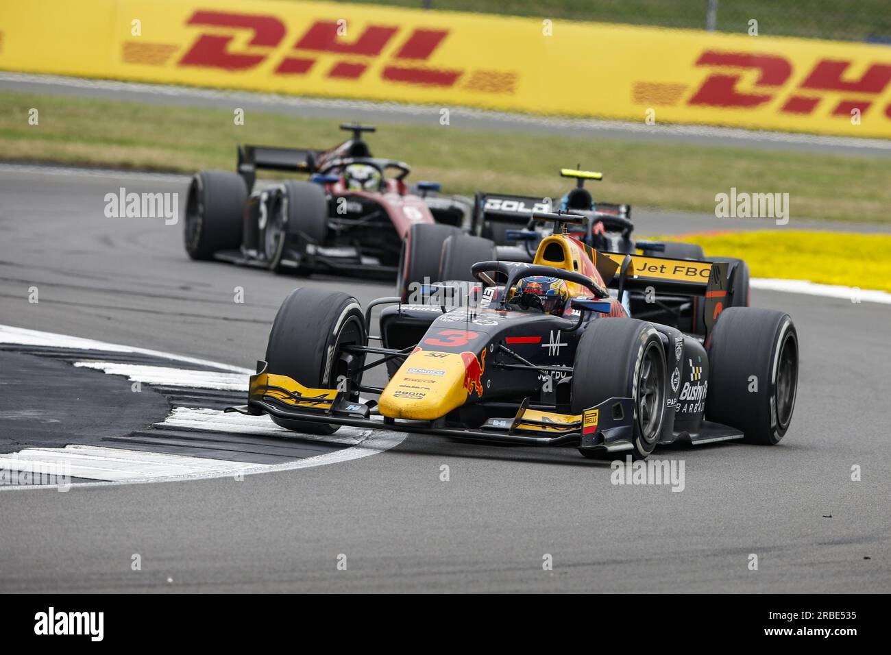 03 MALONEY Zane (bb), Rodin Carlin, Dallara F2, action during the 8th round of the 2023 FIA Formula 2 Championship from July 7 to 9, 2023 on the Silverstone Circuit, in Silverstone, United Kingdom Stock Photo