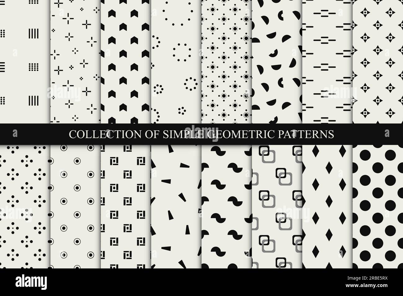Collection of seamless geometric patterns. Monochrome repeatable ...