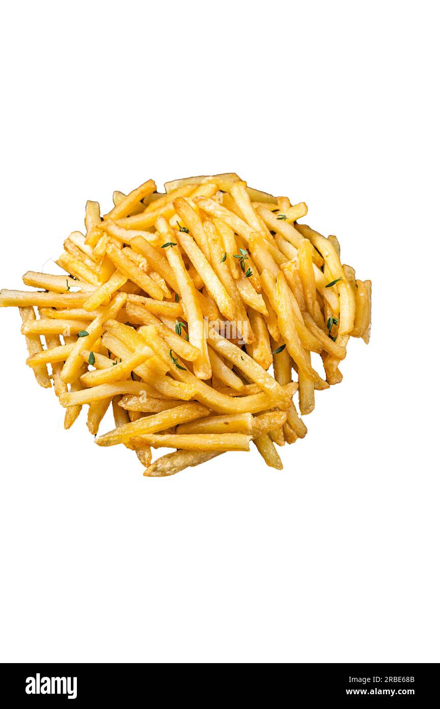 Homemade Baked Potato french fries in rustic palte with thyme. High