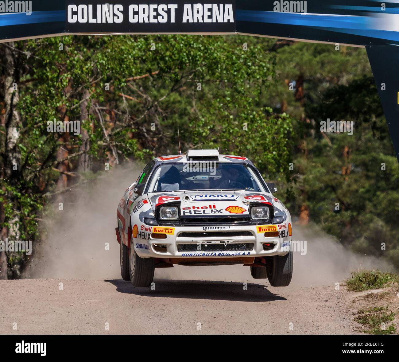 Karlstad, Sweden, 8 July, 2023  SS 16 - COLIN'S 2 (POWER STAGE) ERC Bauhaus Royal Rally of Scandinavia  Henning Solberg (NOR) with co-driver Maud Solberg (SWE), Toyota Celica 185  Credit: Peo Mšller/Alamy Live News Stock Photo
