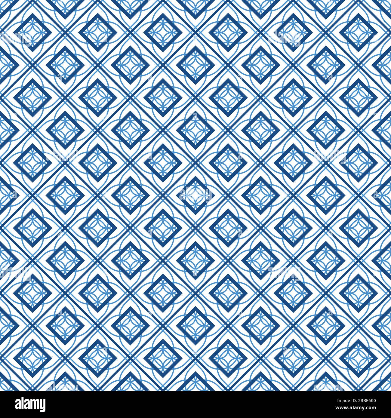 Vector seamless ornamental geometric pattern - blue and white tile ...