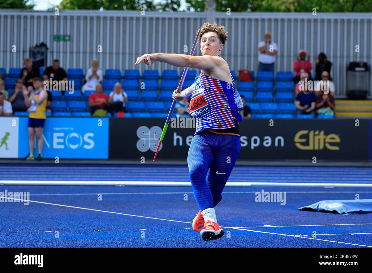 Michael Allison throws the Javelin during the UK Athletics