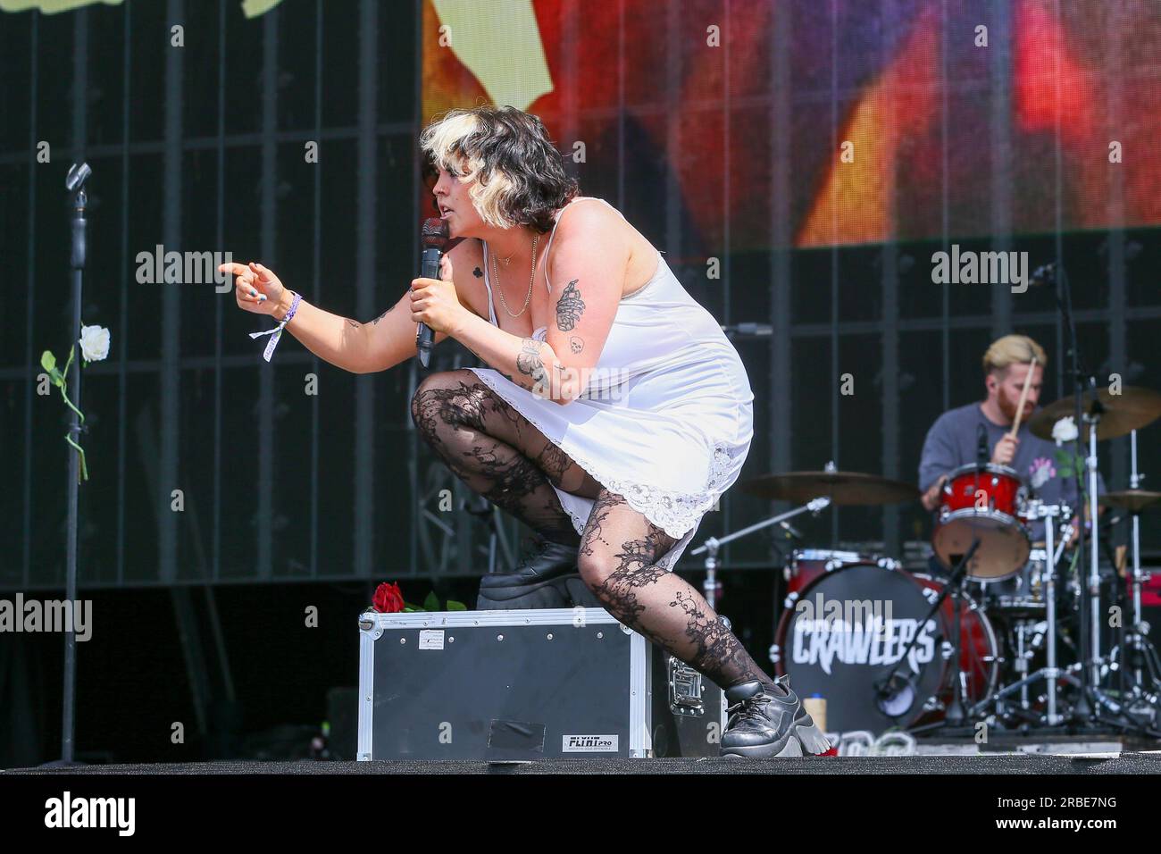 Glasgow, UK. 09th July, 2023. Crawlers rock band opened the third and