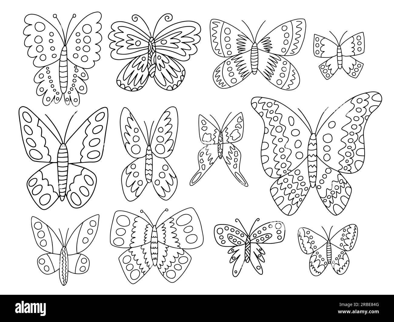 Different kinds butterflies vector hand drawn set Stock Vector Image