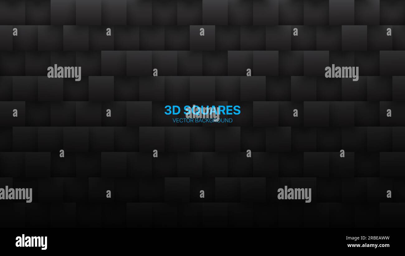 3D Vector Squares Technologic Dark Gray Abstract Background. Science