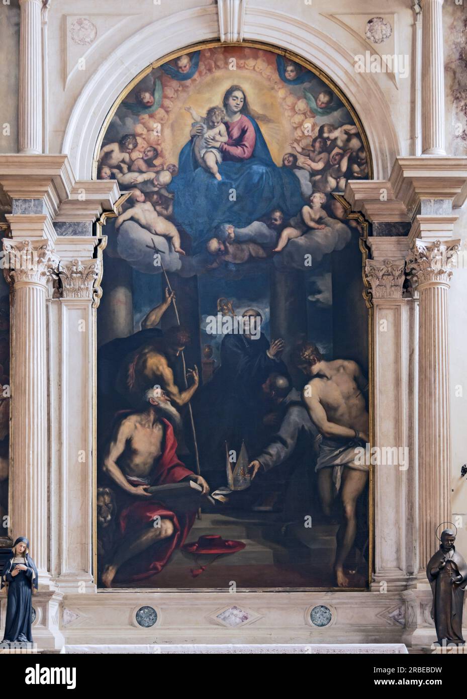 Madonna Col Bambino, San Benedetto E Altri Santi 1605 by Palma il Giovane Stock Photo