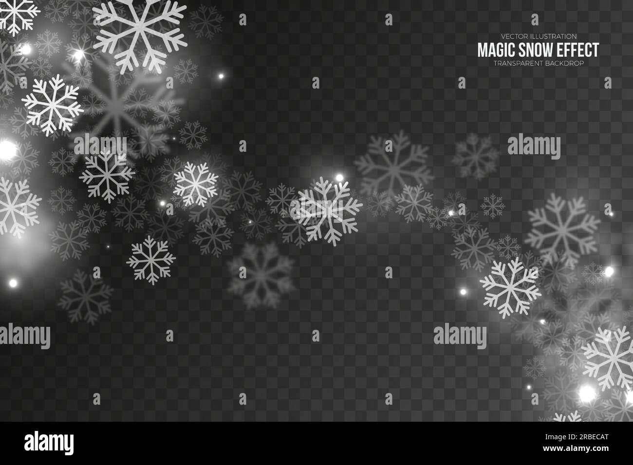 Magic Falling Snow Effect With White Flying Snowflakes And Lights
