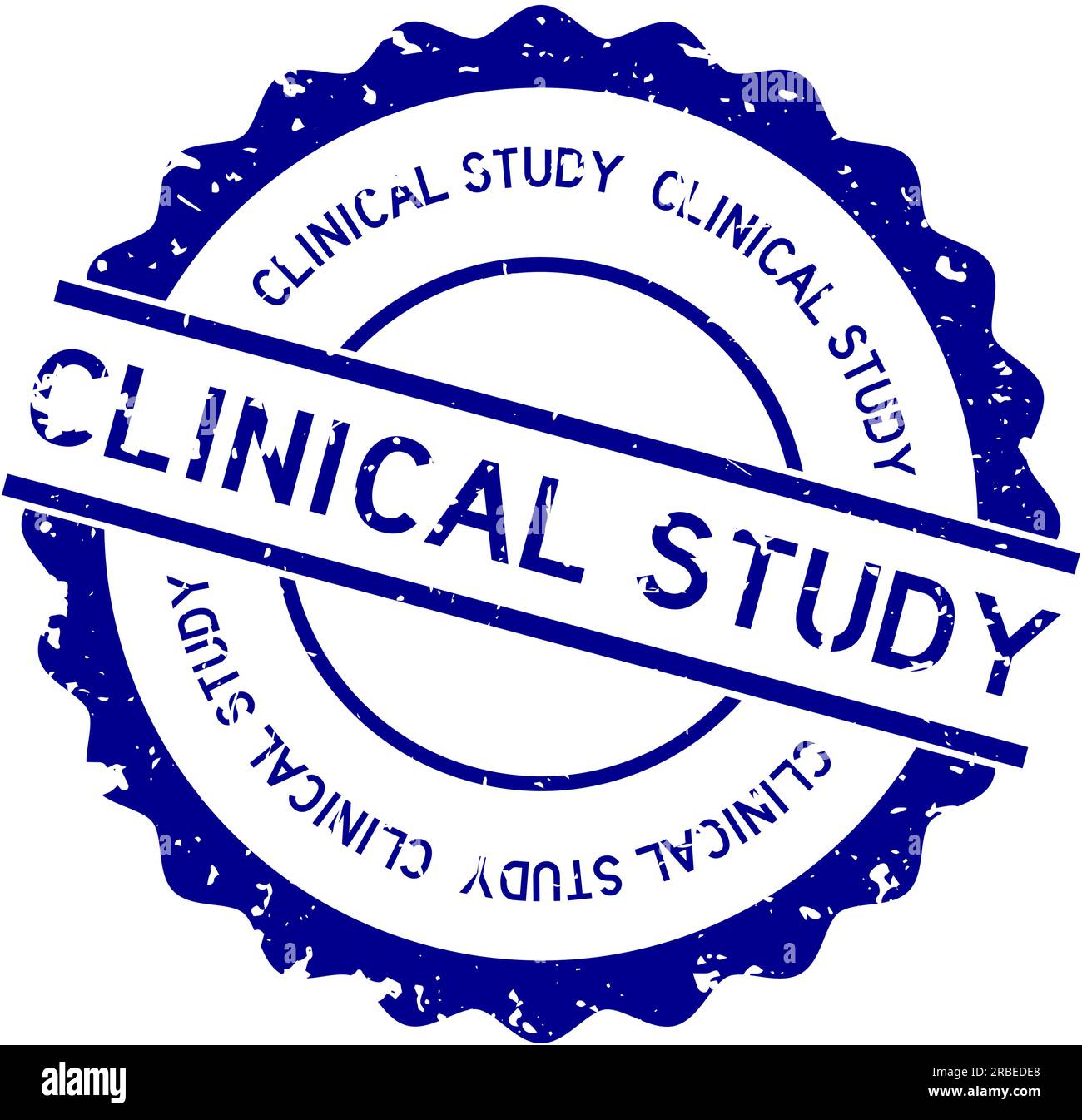 Grunge blue clinical study word round rubber seal stamp on white background Stock Vector