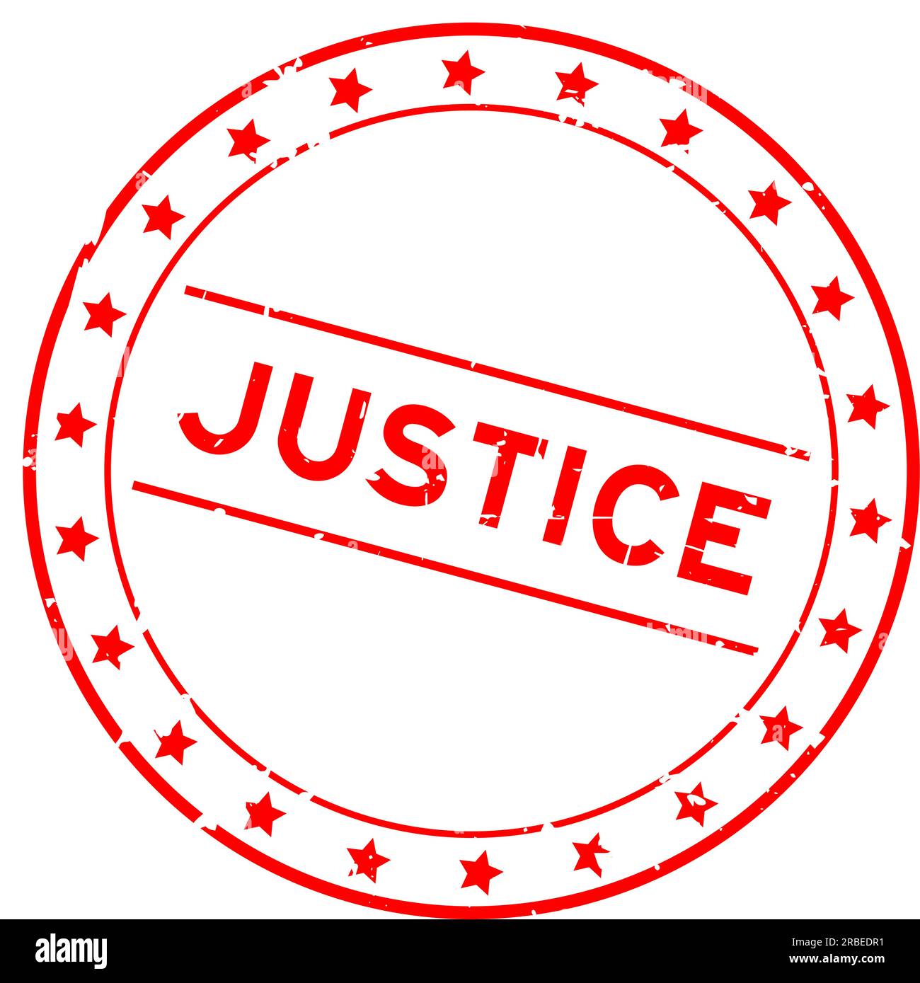 Grunge red justice word round rubber seal stamp on white background ...