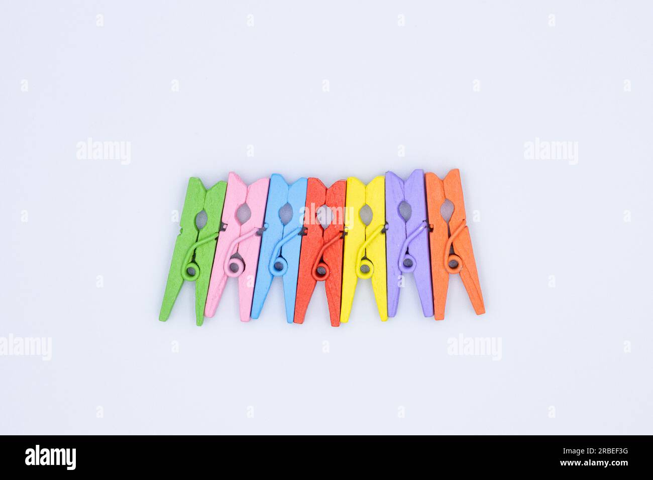 Clothespeg collection. Set of wooden colorful clothespin. Yellow