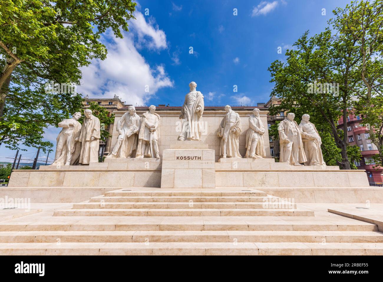 The Kossuth Lajos Monument next to the Hungarian Parliament building, Budapest, Hungary Stock Photo