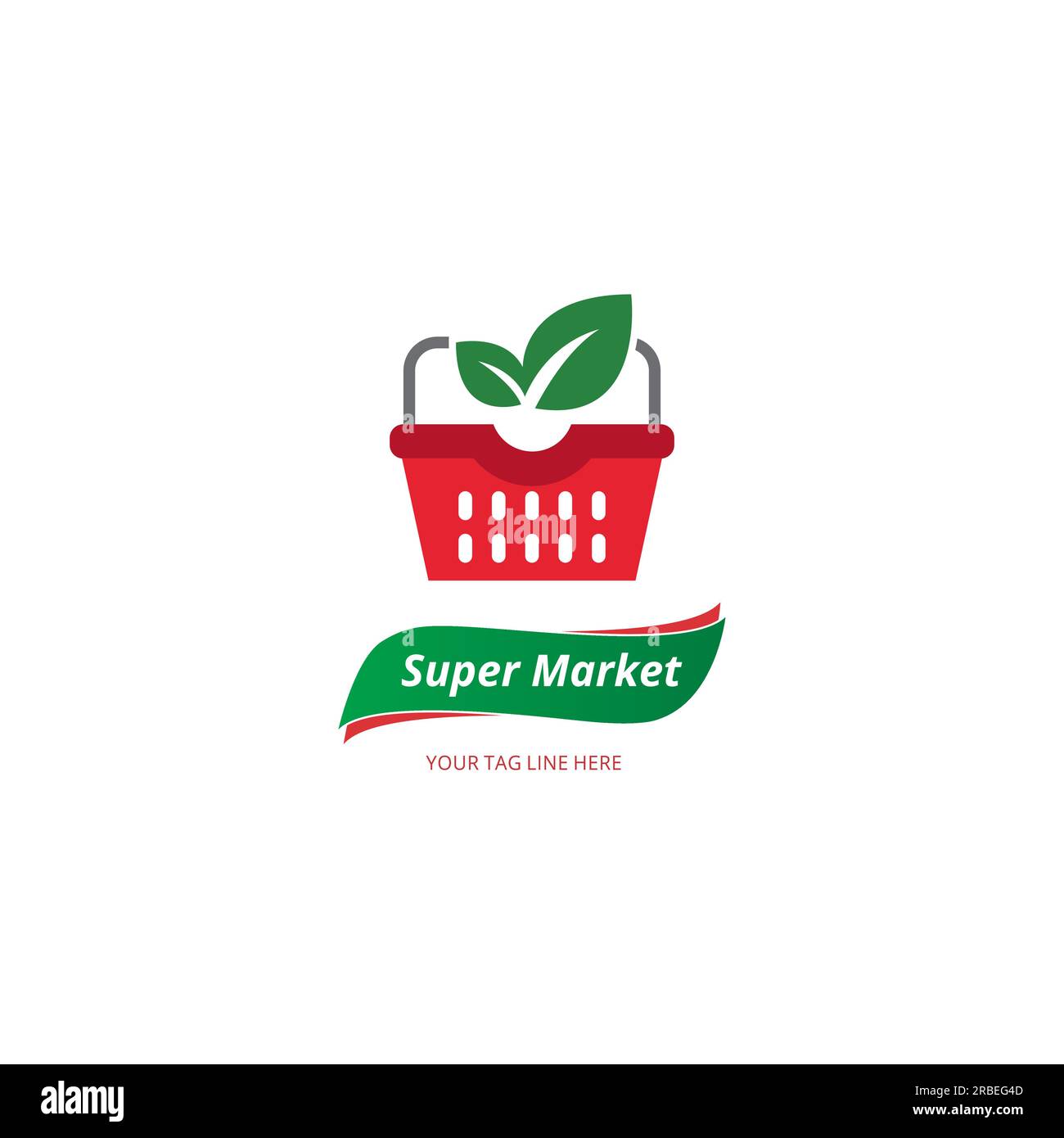 Vector shopping basket full of healthy organic fresh food logo design. Stock Vector