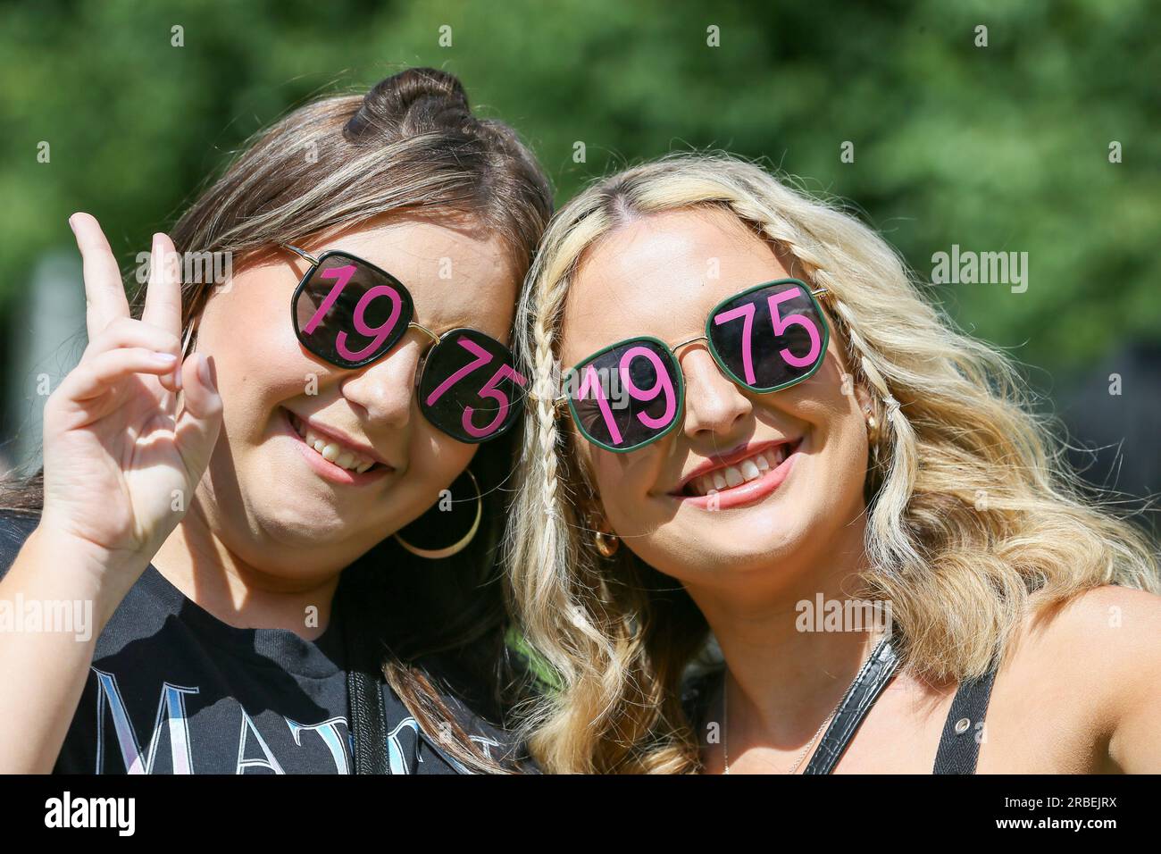 Glasgow, UK. 09th July, 2023. Music fans enjoy the sunny weather at TRNSMT music festival, Glasgow Green, Glasgow, UK. This annual festival has attracted a full attendance of 50,000 fans on the final day. Credit: Findlay/Alamy Live News Stock Photo