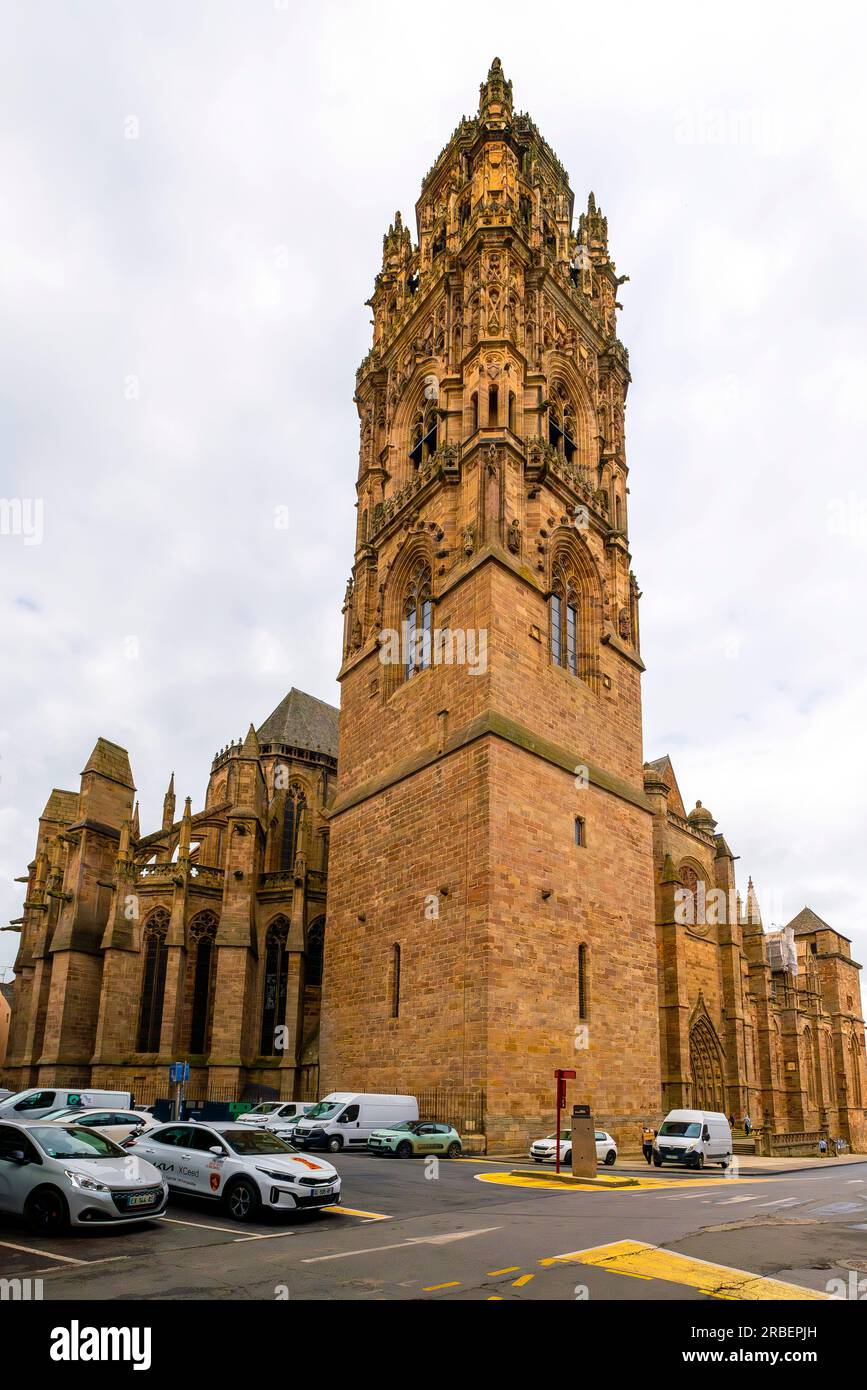 Rodez, France, french, Cathédrale Notre-Dame, christianitym place of worship, Roman Catholic, church,  town, department, Aveyron, Occitanie region, So Stock Photo