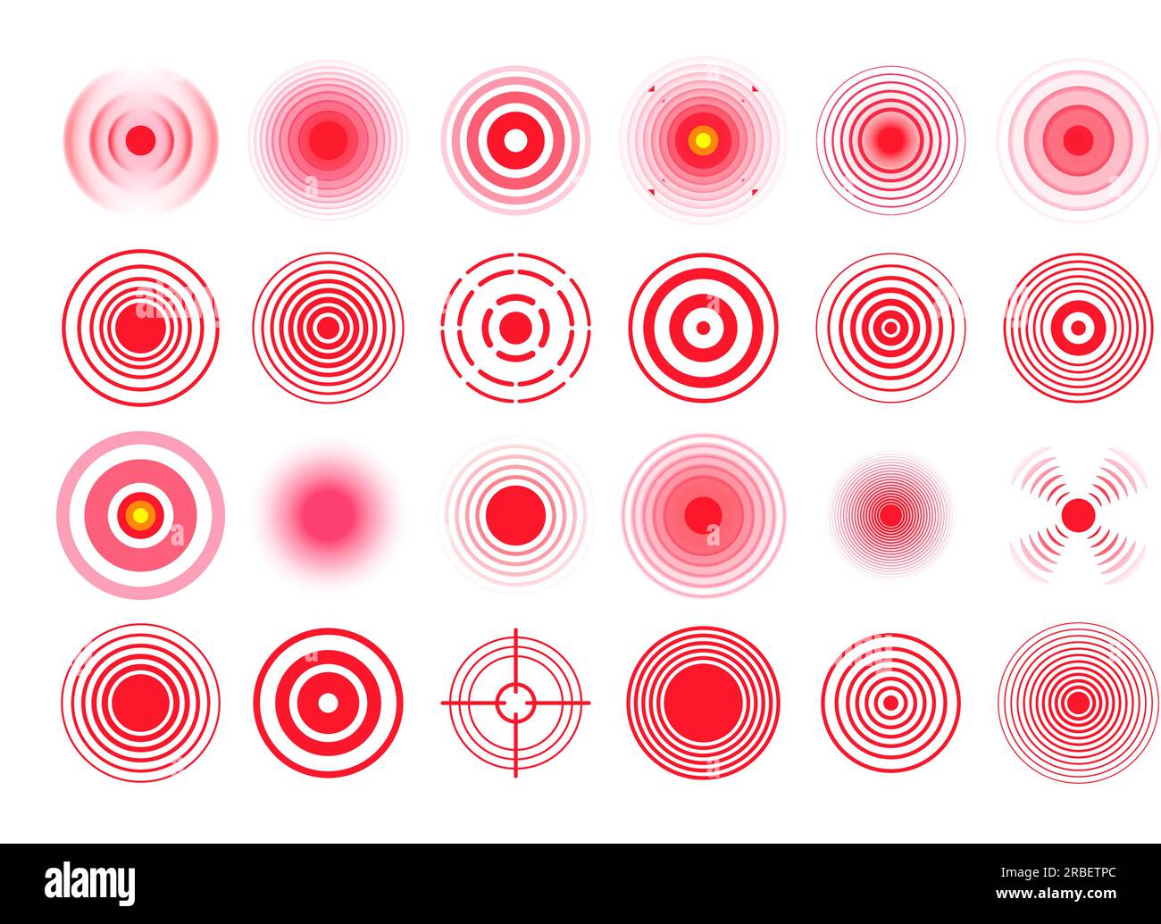 Red pain circle. Painful target mark, pain area circles and sore throat