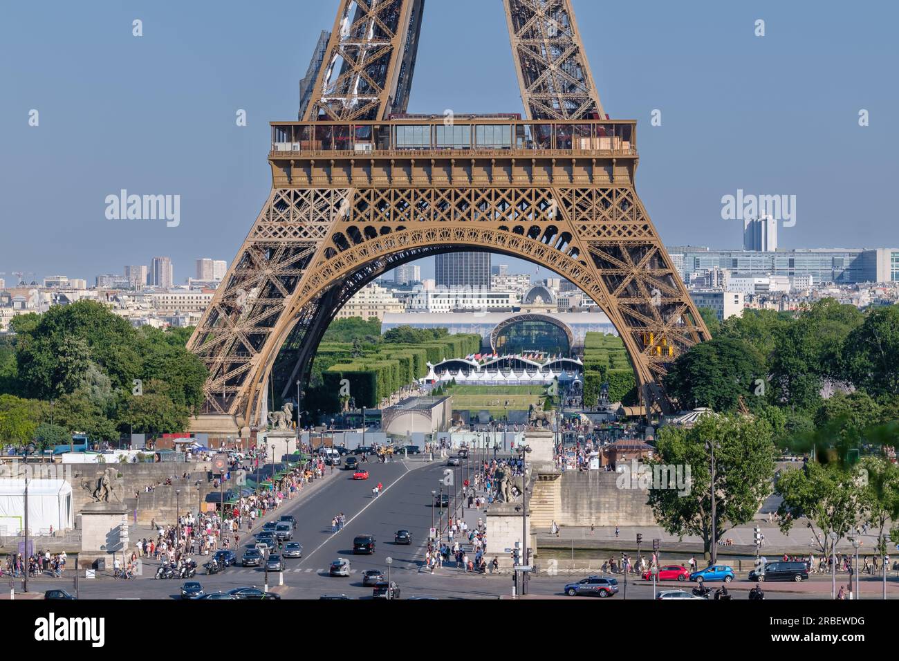 Paris, France June 25, 2023 Close up view of the spectacular Eiffel
