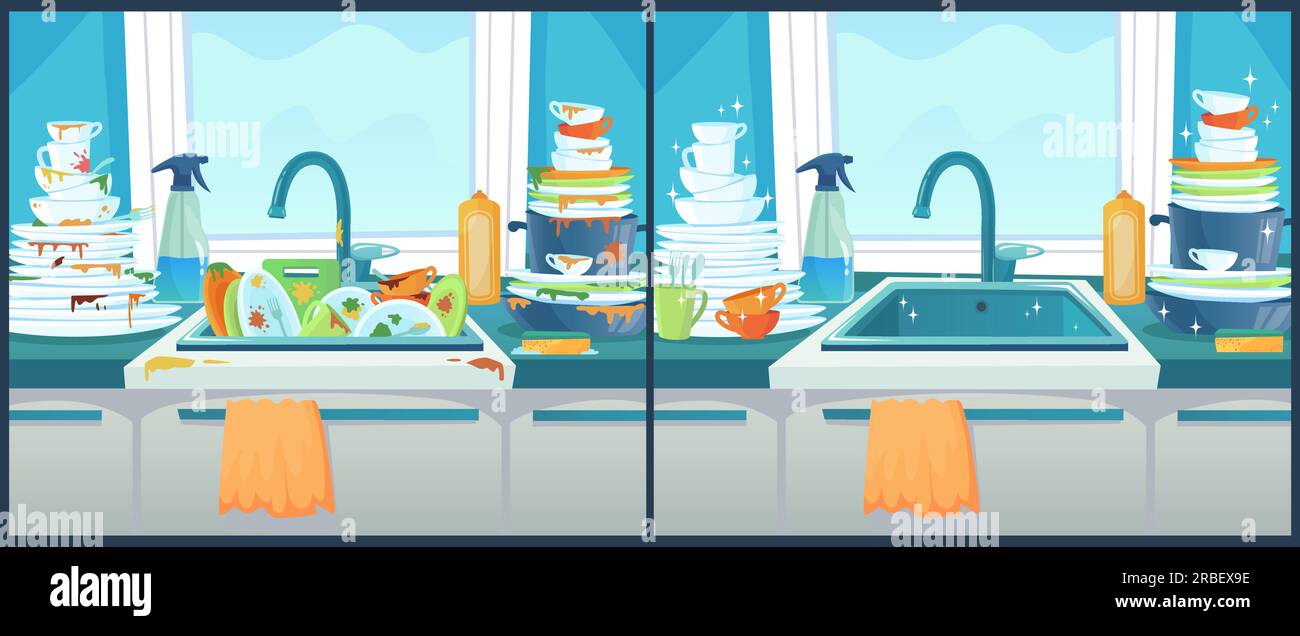 Dirty kitchen Stock Vector Images Alamy