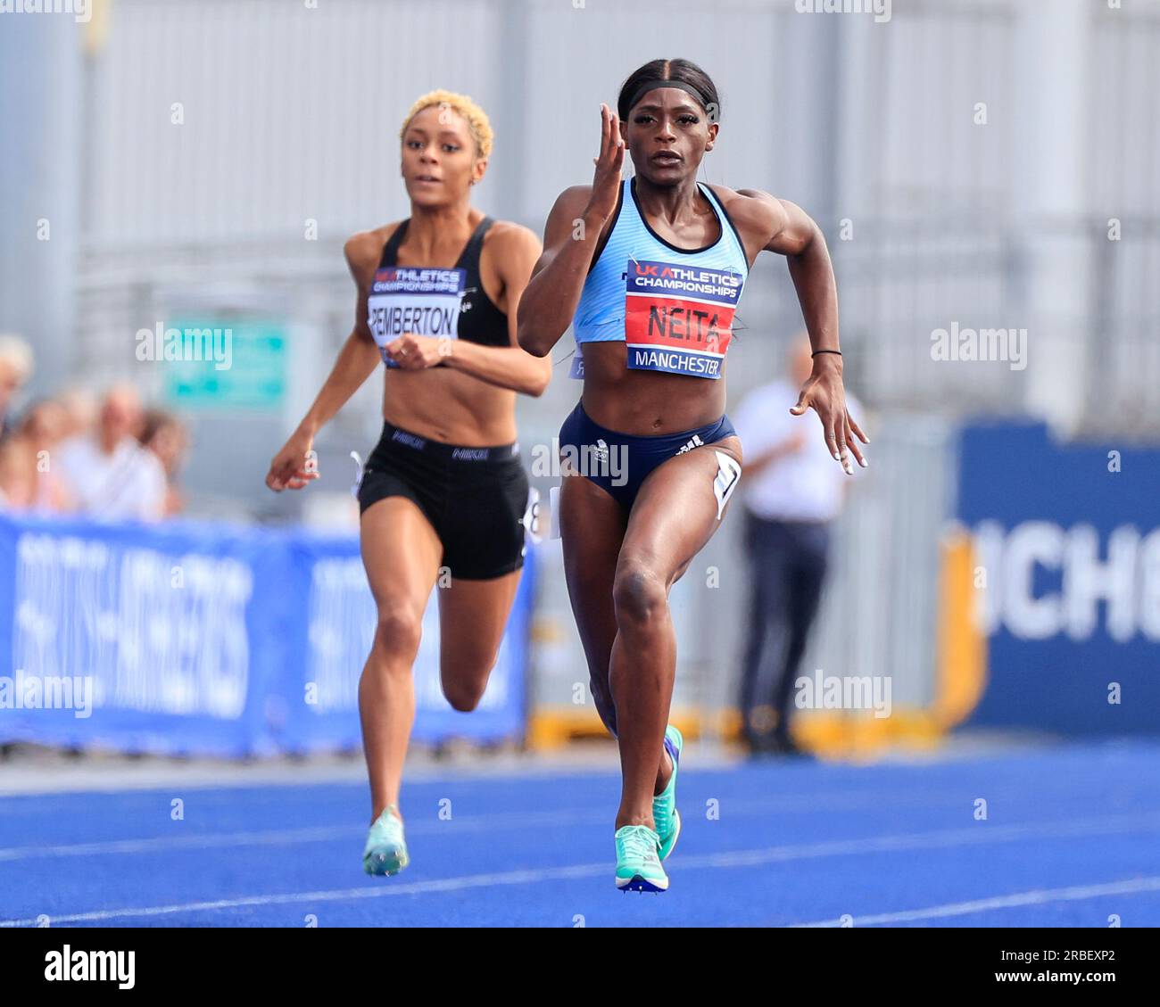 Daryll Neita wins the women’s 200m final during the UK Athletics Championships at Manchester
