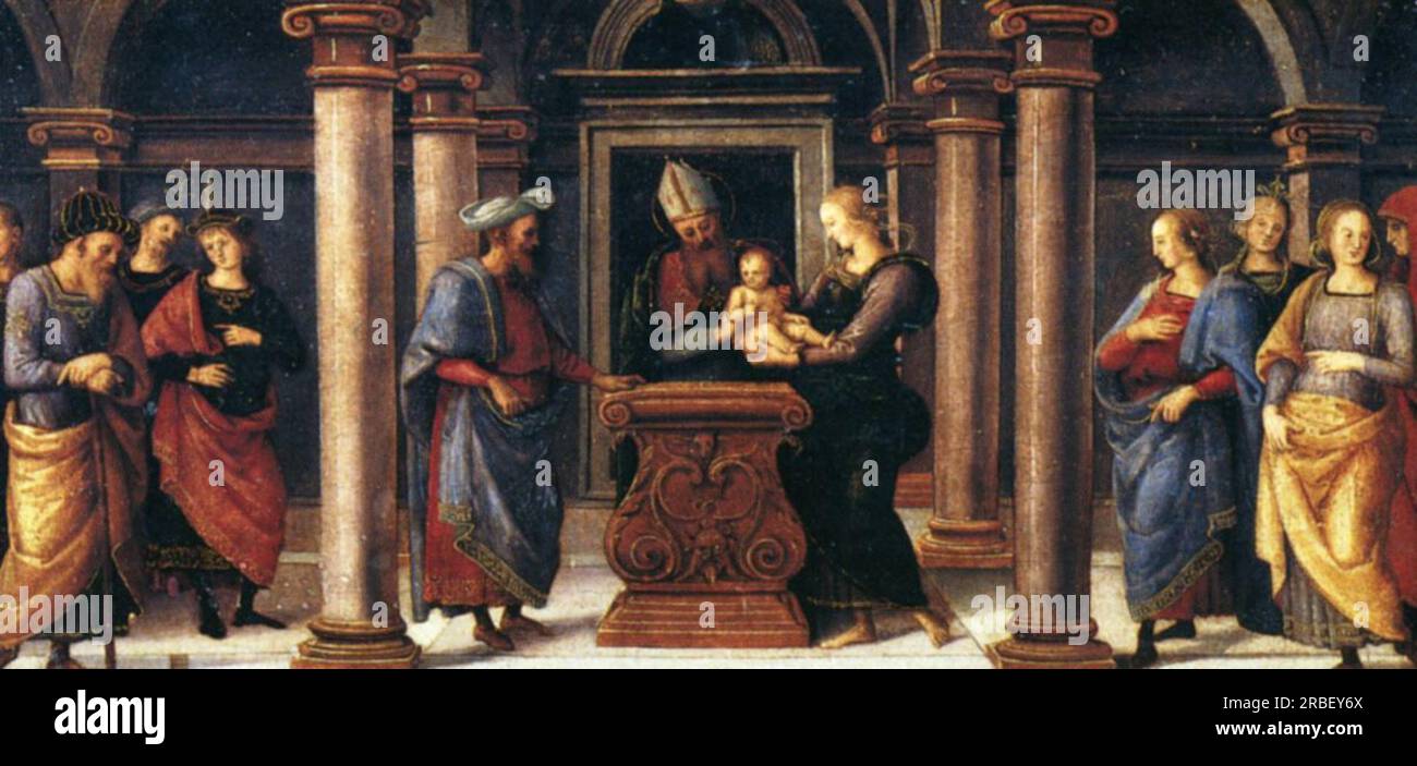 Pala di Fano (Presentation in the Temple) 1497 by Pietro Perugino Stock ...