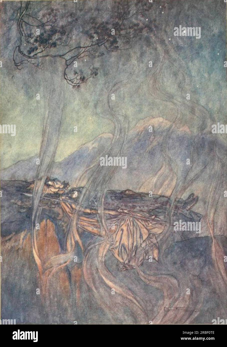 The sleep of Brünnhilde by Arthur Rackham Stock Photo - Alamy