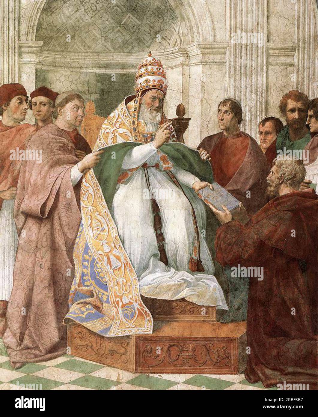 Gregory IX Approving the Decretals 1511 by Raphael Stock Photo
