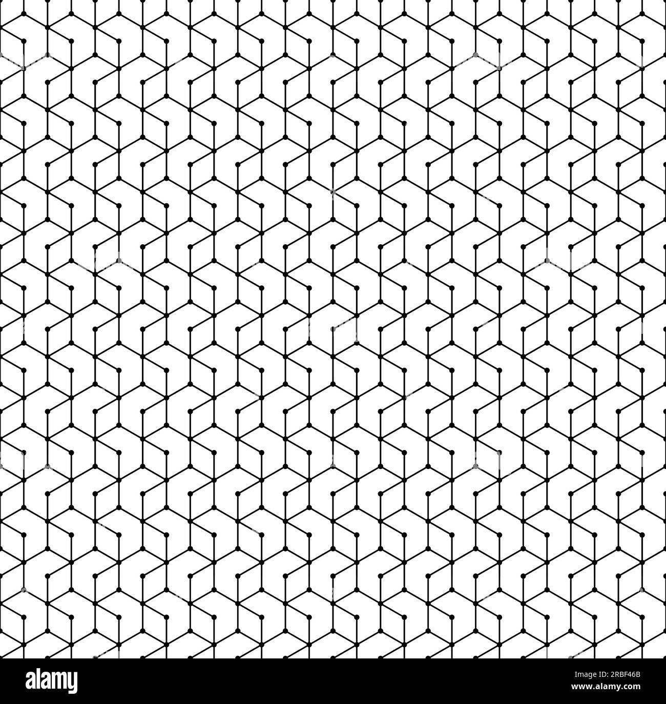 Hexagon seamless pattern. Monochrome geometric polygon grid dotted ...