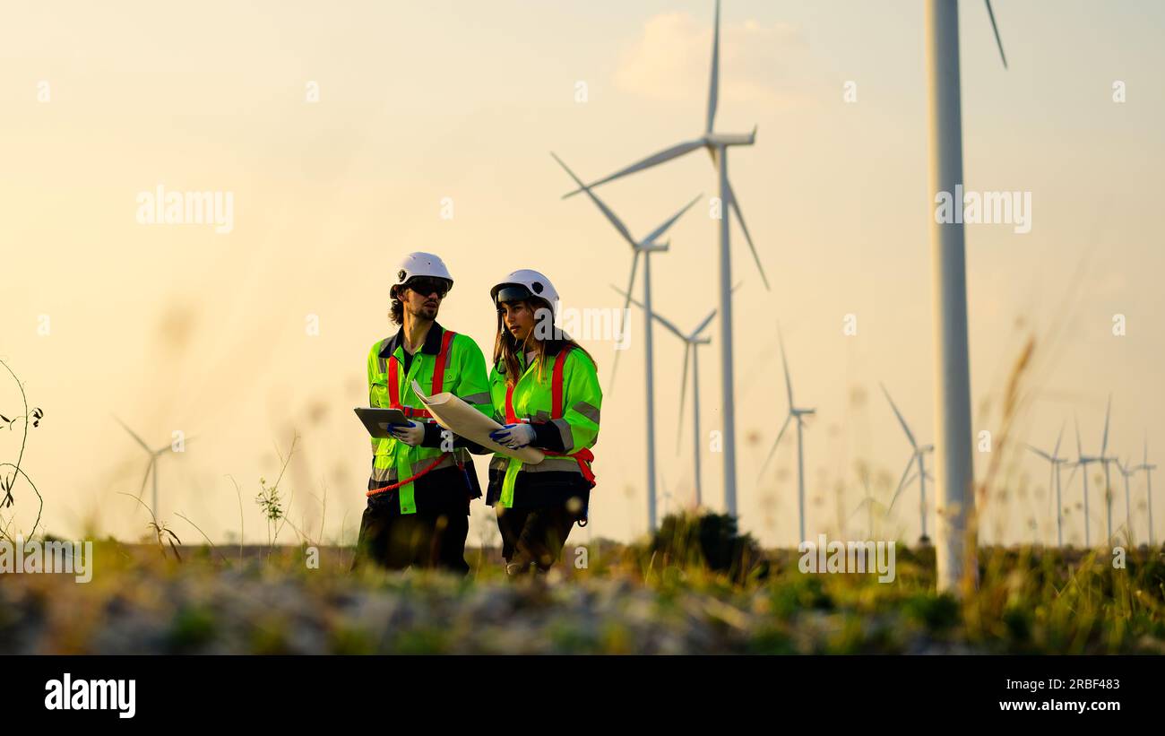 Engineer working with confident. Worker outdoor working. Mega project construction. Stock Photo