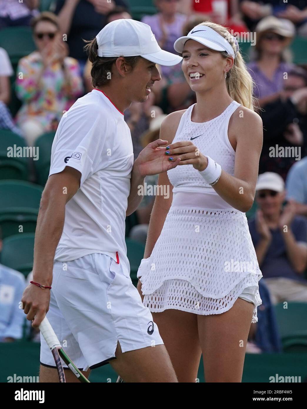 Katie Boulter (right) and Alex De Minaur during their mixed doubles