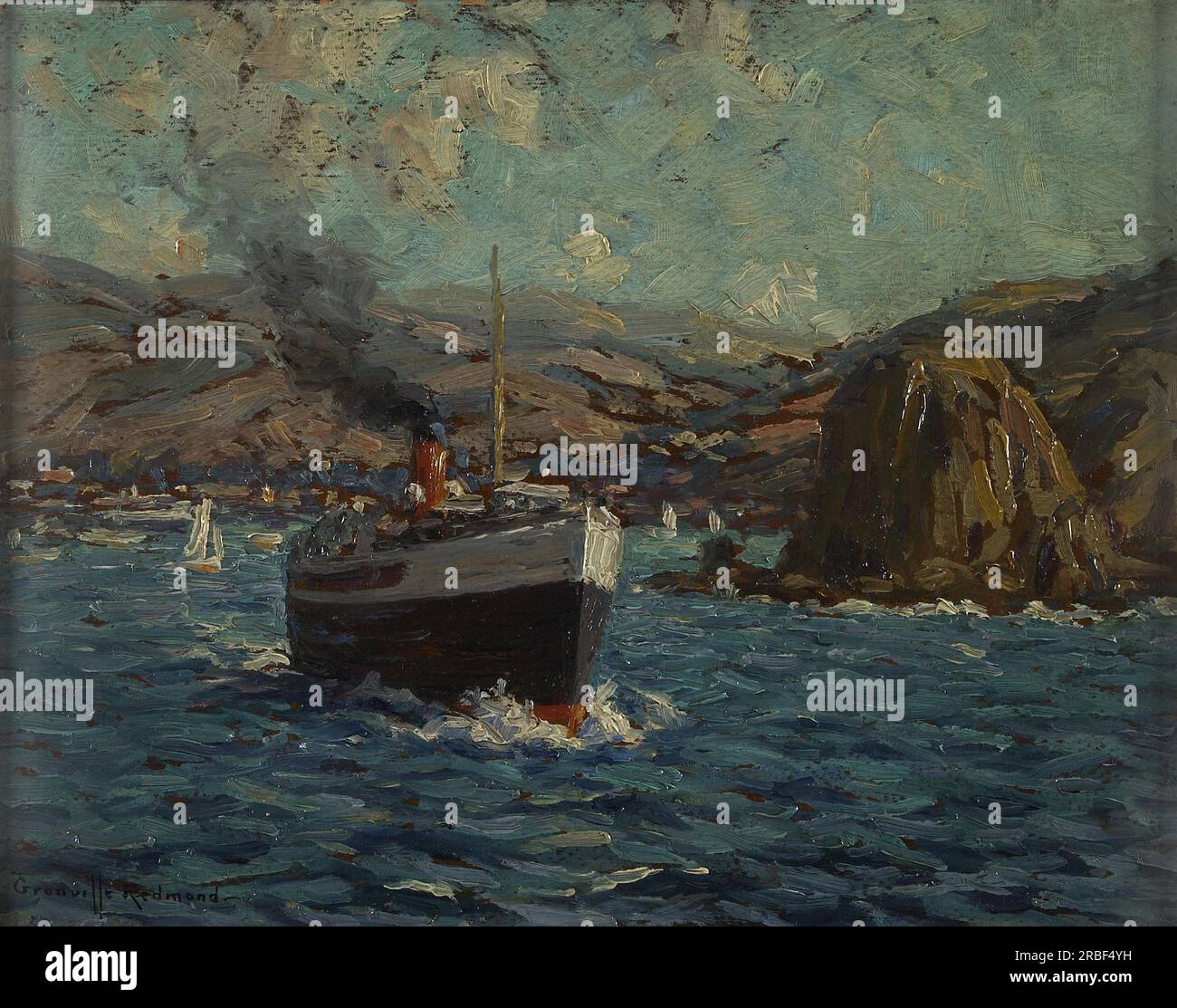 Steamer Leaving Avalon, Catalina Island by Granville Redmond Stock