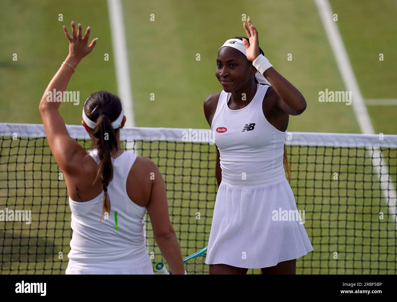 Coco Gauff and Jessica Pegula celebrate winning their Ladies doubles