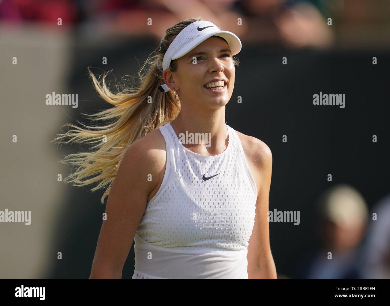 Katie Boulter during her mixed doubles match with Alex De Minaur