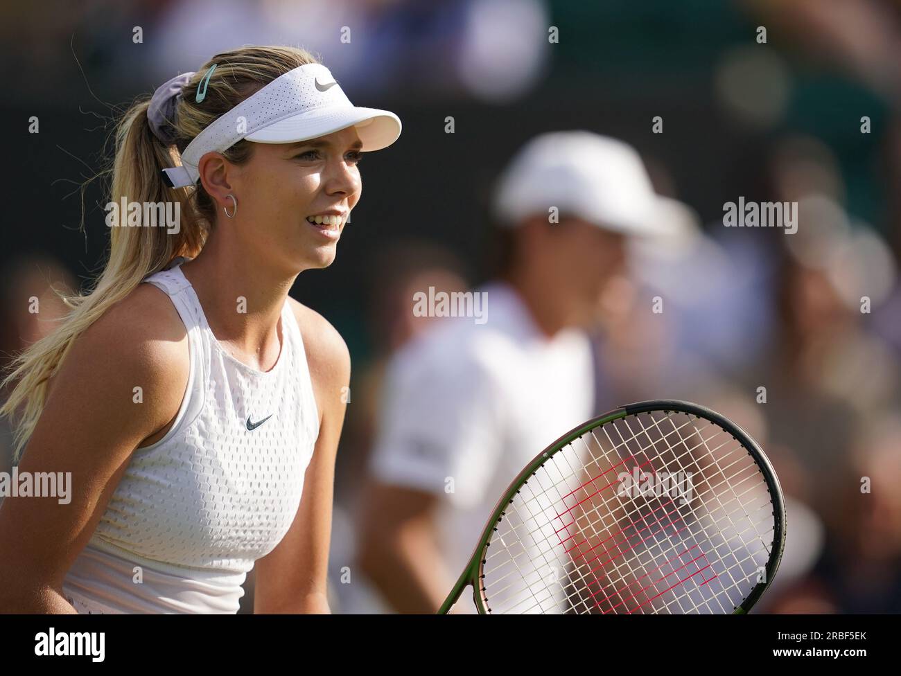 Katie Boulter during her mixed doubles match with Alex De Minaur