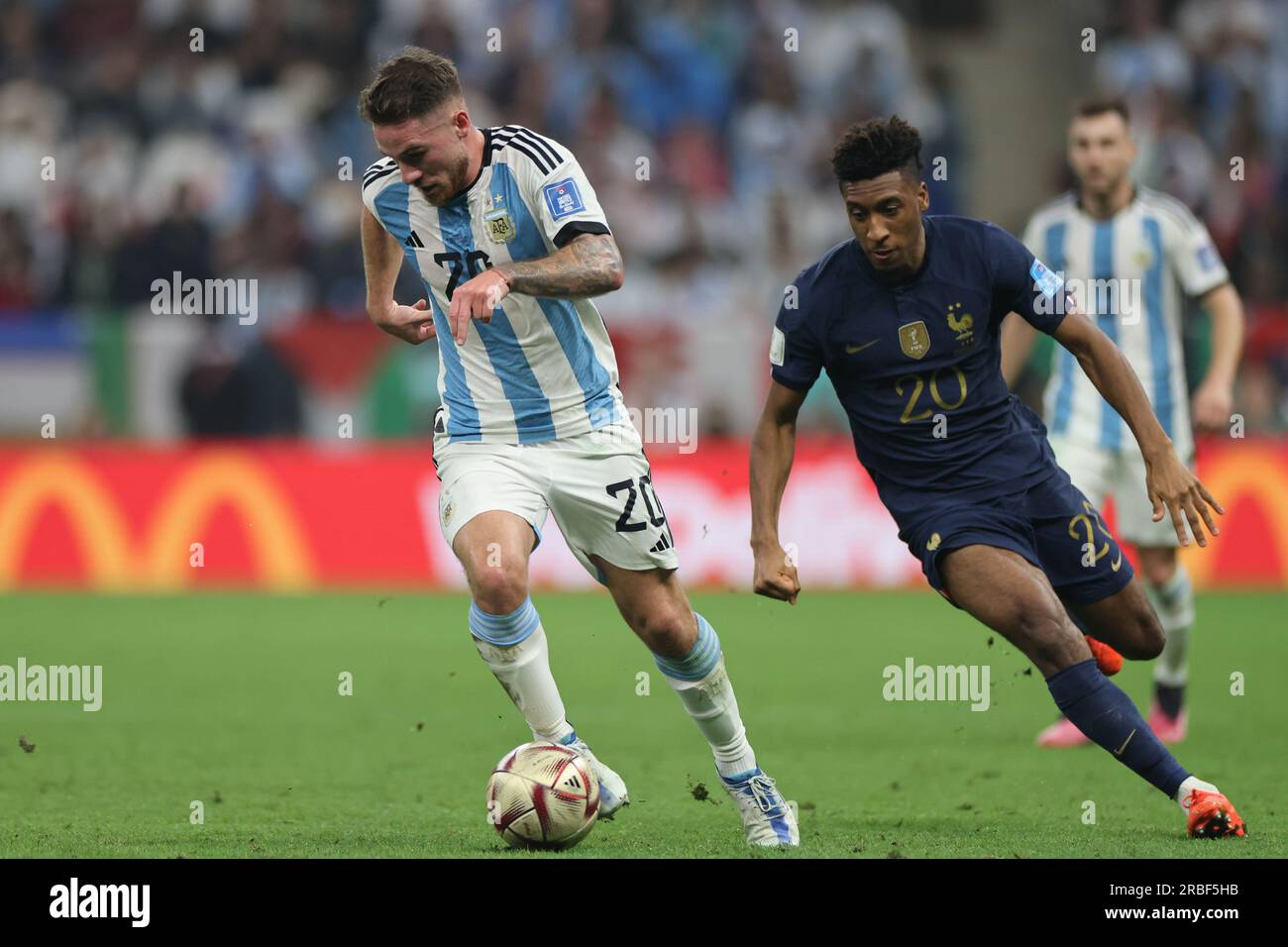 Lusail, Qatar, 18th. December 2022. Alexis Mac Allister dribbles with