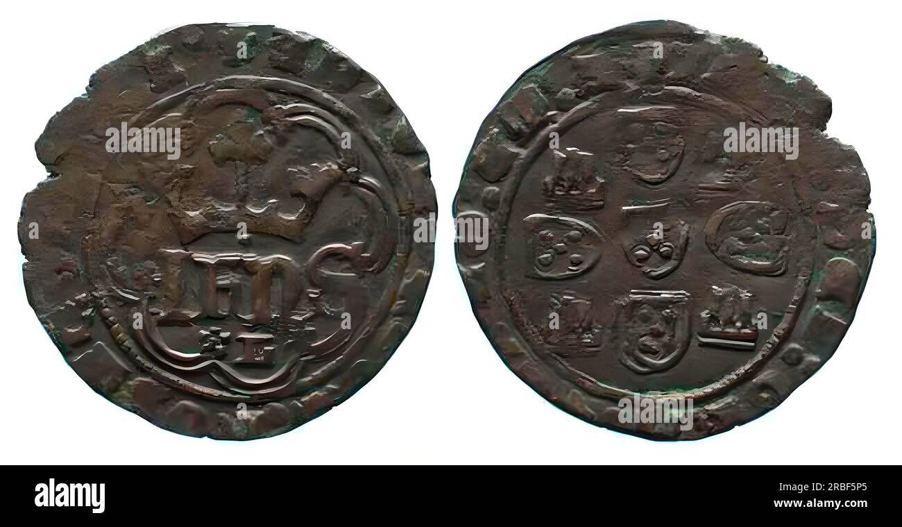Photo coins Portugal, medieval coin Stock Photo