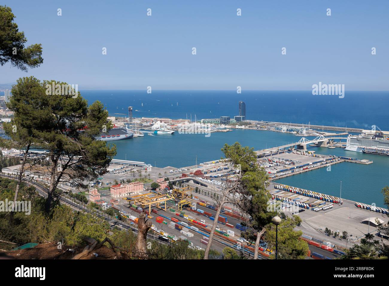 Barcelona Commercial Port seen from Above with Container Depot Stock ...