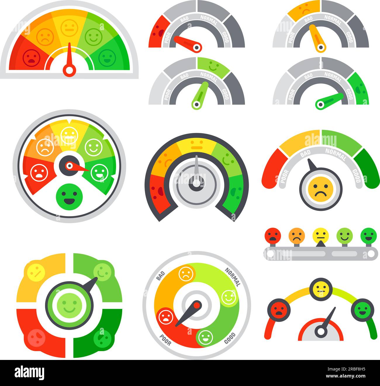 Satisfaction rating meter. Quality speedometer, goods grade indicator