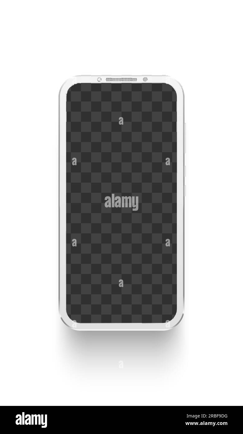 White smartphone. Mockup electronics device display or telephone touchscreen. Mobile phone lcd