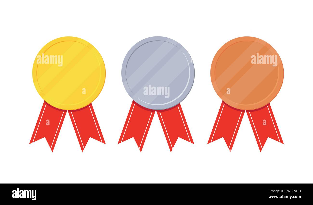 Set of gold, silver and bronze Award medals on white Stock Vector Image