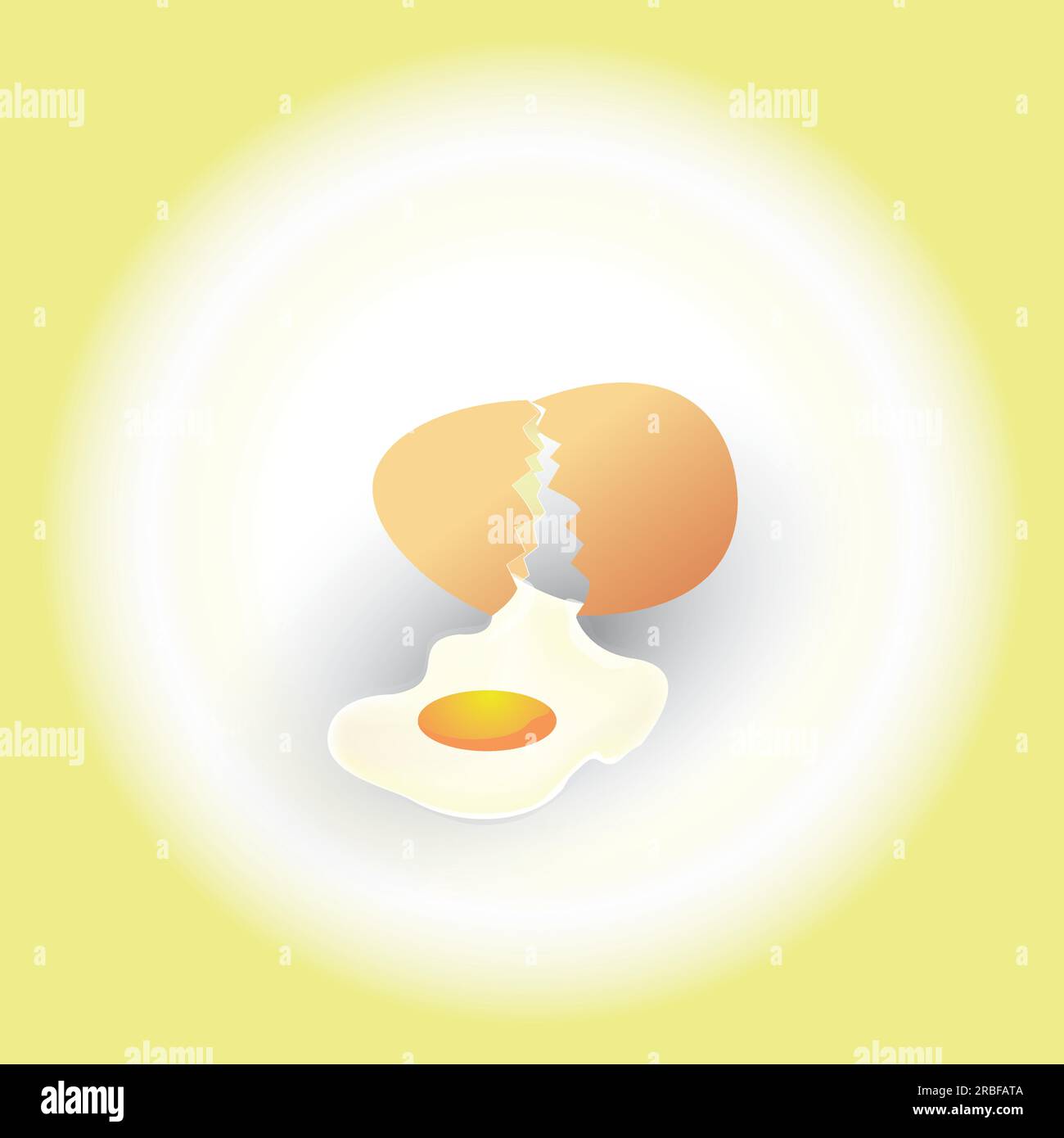 Egg cooking. A broken egg from which a ready-made scrambled egg flows out Stock Vector