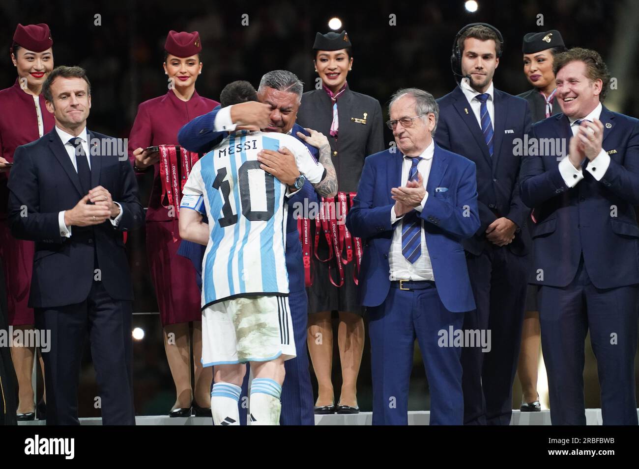 Lusail, Qatar, 18th. December 2022. Lionel Messi recives from Gianni