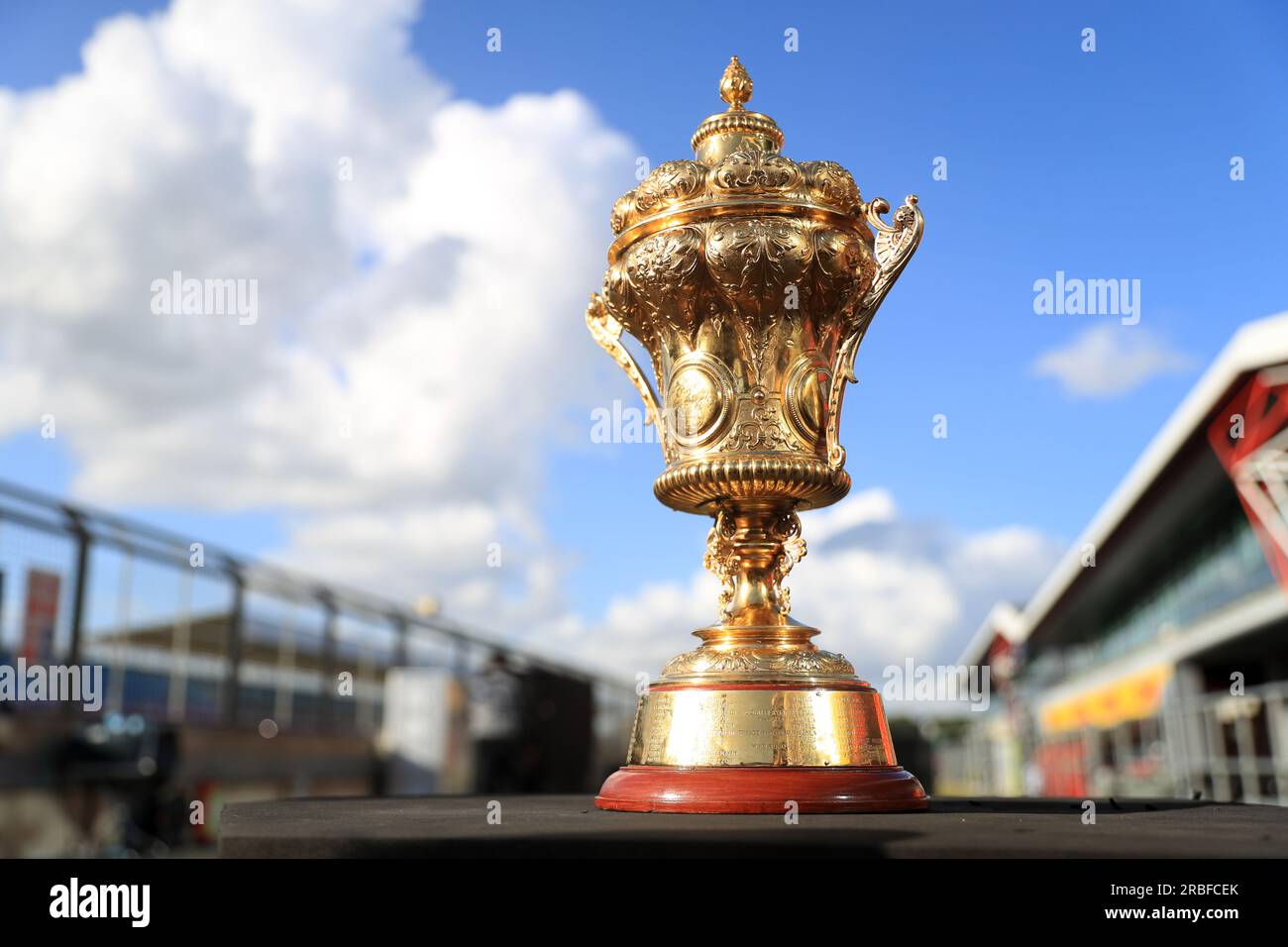 A detailed view of the British Grand Prix Trophy following the British