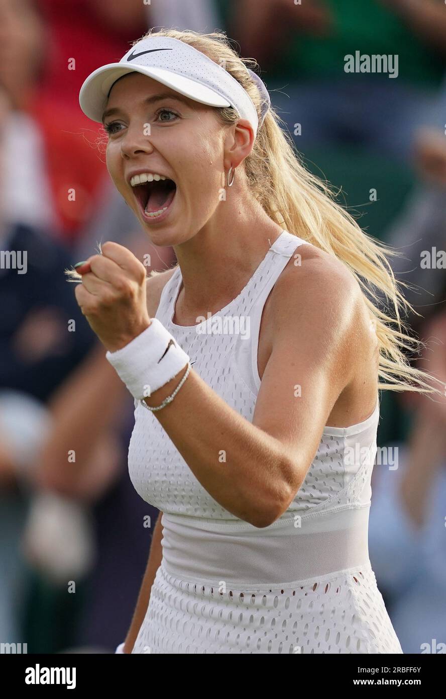 Katie Boulter during her mixed doubles match with Alex De Minaur