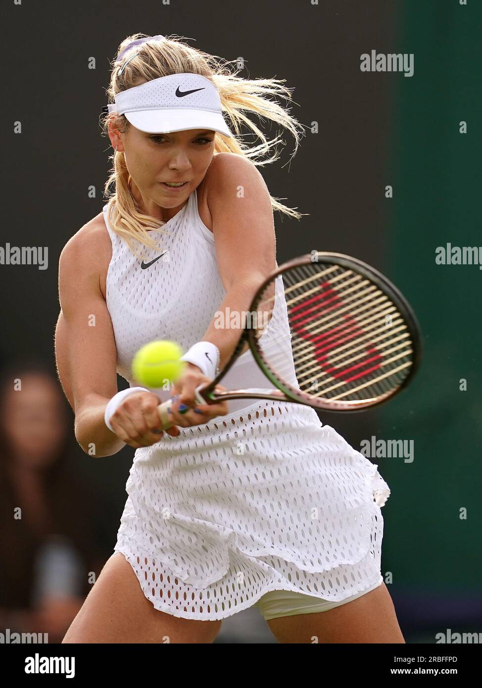 Katie Boulter during her mixed doubles match with Alex De Minaur