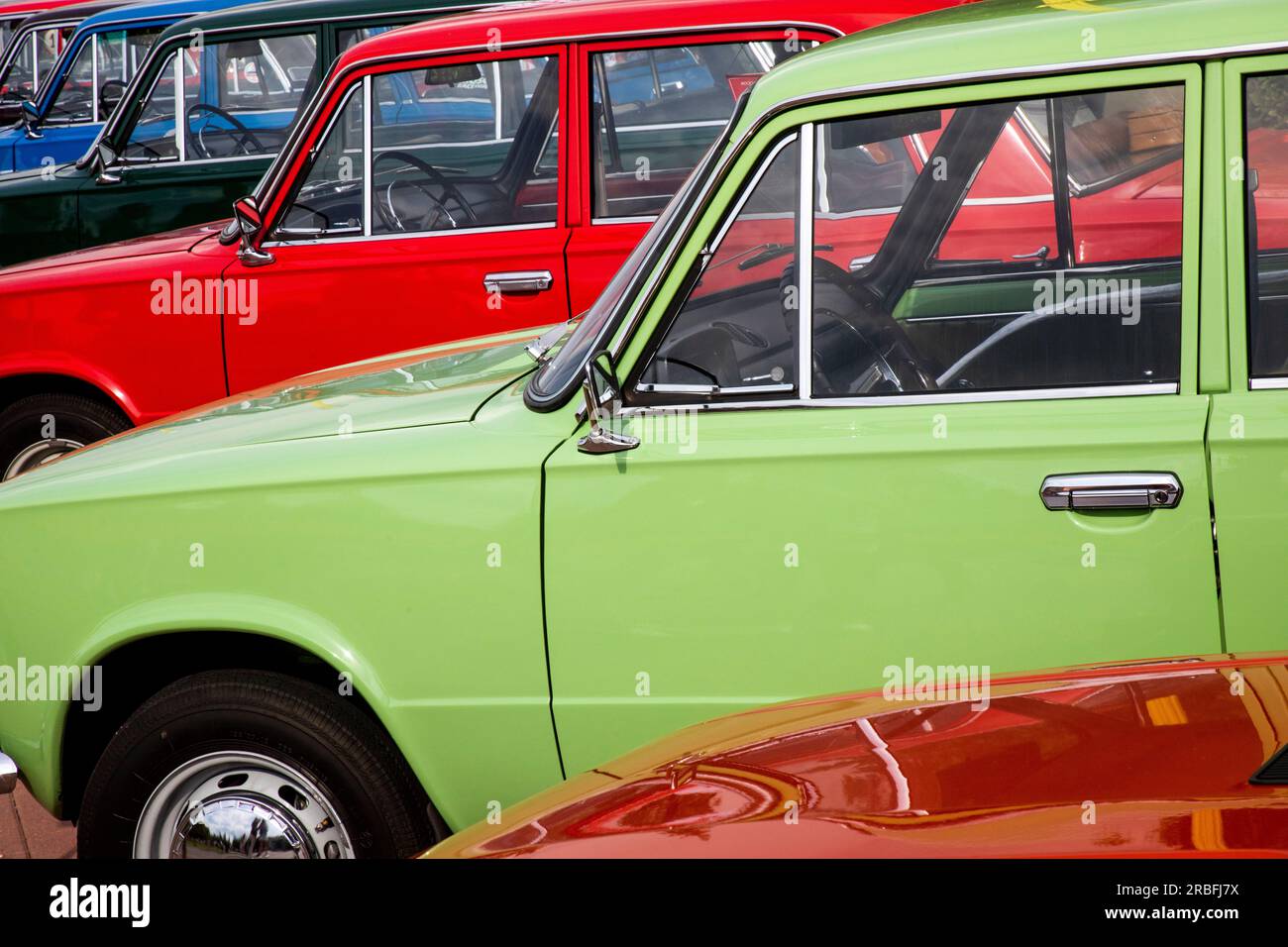 AvtoVAZ soviet cars are on display during vintage vehicles festival ...