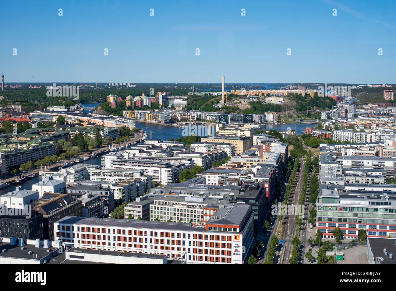 Sweden, Stockholm . Aerial view of Stockholm (Hammarby) urban skyline. Stock Photo
